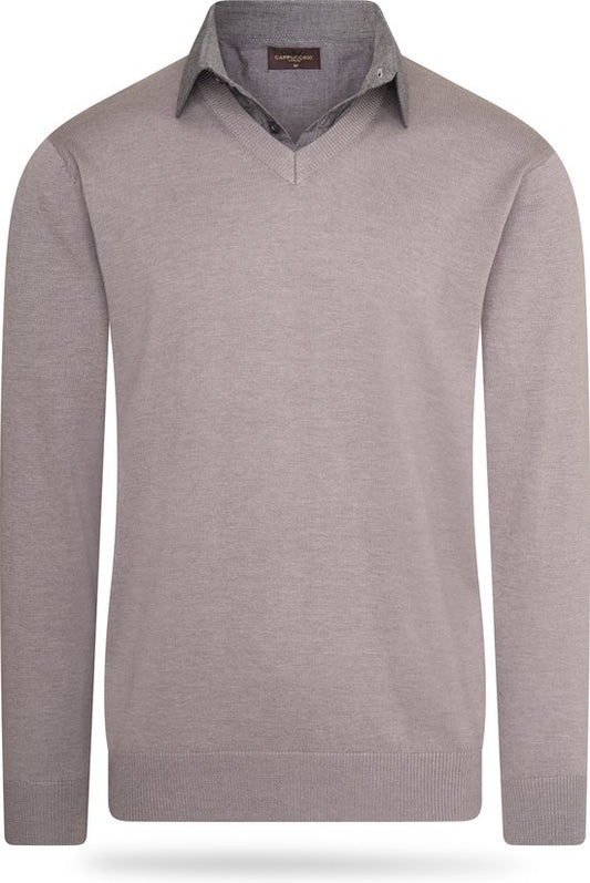 Cappuccino Italia - Herren Pullover Mock Pullover - Grau - Größe L