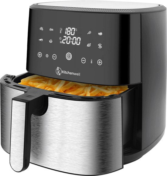 Kitchenwell AirFryer - Heißluftfritteuse - 8L Kapazität - 80-200℃ - Timer - 1800W - Schwarz
