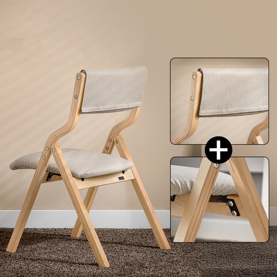 SoBuy Klappstuhl 2er Set – Gepolsterter Esszimmerstuhl – Faltbar – 49 x 54 x 80 cm – Hellgrau