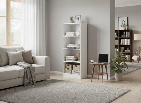 VDD - Abteilschrank - Abteilschrank offen - Wandschrank - Abteilschrank weiß - Bücherregal - Bücherregal weiß - Wandschrank - Abteilschrank - 50x30x130 cm - Weiß
