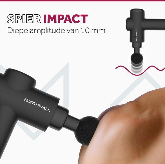 Northwall Massage Gun Professional Prime - Massagepistole mit Etui und 7 Aufsätzen, einschließlich Eichenmassagekopf - Leistungsstarkes und kabelloses Sport- und Entspannungsmassagegerät