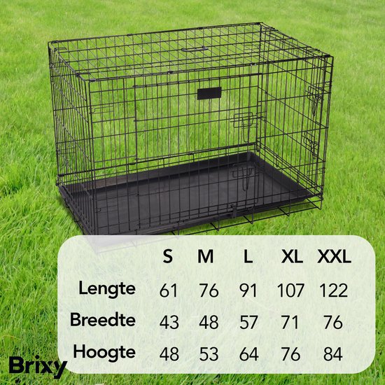 Brixy Hundebank - Bank für Hunde - Größe XL - faltbar - 107 x 72 x 77 CM - 2 Türen - Schwarz
