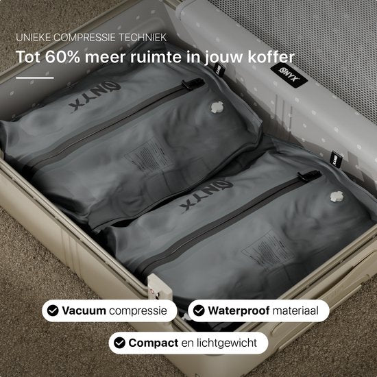 ONYX Aircube™ Vakuumverpackungswürfel - 1 Stück - Inklusive kabelloser Kompressionspumpe - Für Koffer und Taschen - Kofferorganisation - Gepäck- und Rucksackkompression - Grau
