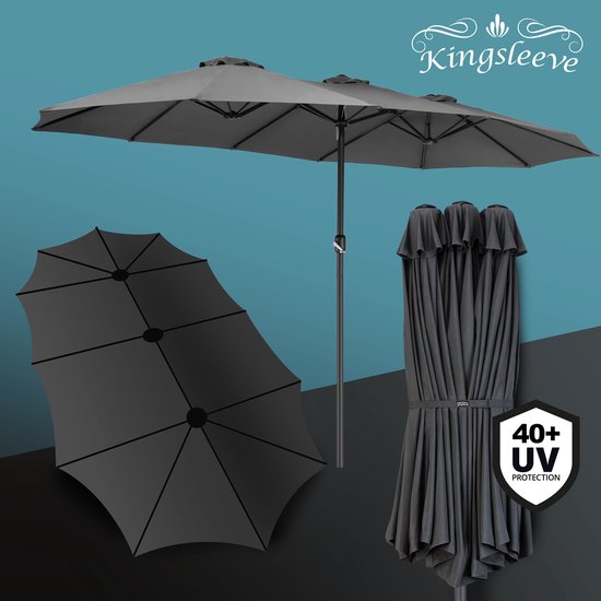 Kingsleeve Doppel-Sonnenschirm XXL - 460x270cm UV-Schutz - Anthrazit