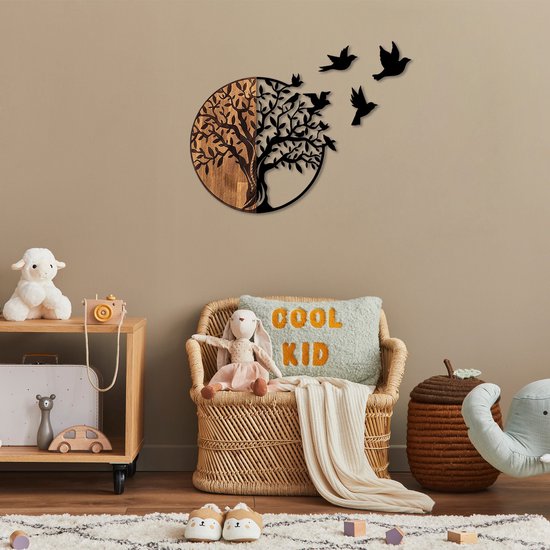 Heimdekoration - Dekoratives Wandaccessoire aus Holz Schwarzer Nussbaum - Schönes Wohnaccessoire - Maße 92x3x71cm