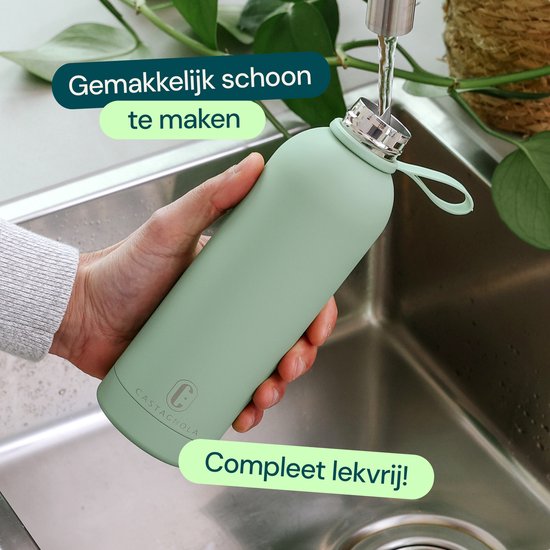 Castagnola Wasserflasche - Edelstahl-Trinkflasche 500 ML - Stahlthermoskanne - Trinkflaschen für Erwachsene - Doppelwandig - Grün