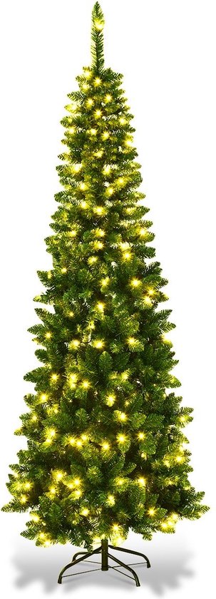 Coast Weihnachtsbaum in Bleistiftform mit warmweißen LED-Lichtern und Metallsockel & - 200cm