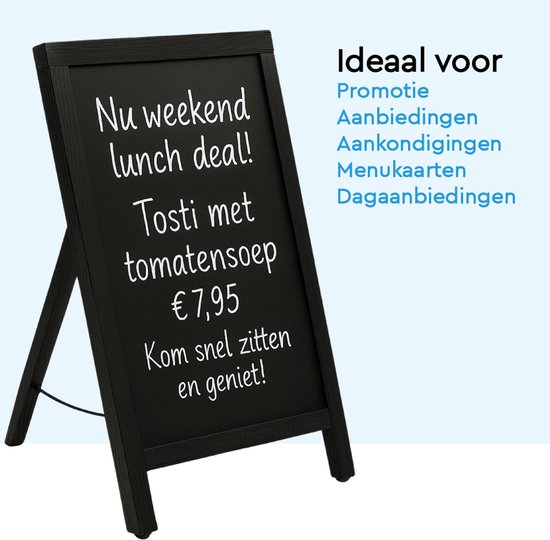 BRASQ Kreidetafel Schwarz - 55x 85 CM - Kreidetafel - Werbeschild - Bürgersteigschild - Einseitig - für Innen und Außen - Gastgewerbe