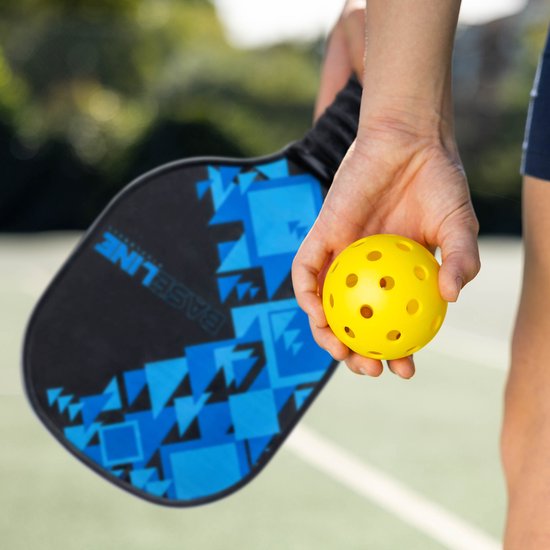 Baseline Pickleball Set - Inklusive Netz, 2 Schläger & 2 Bälle - Holzschläger - 2,4 Meter Netz