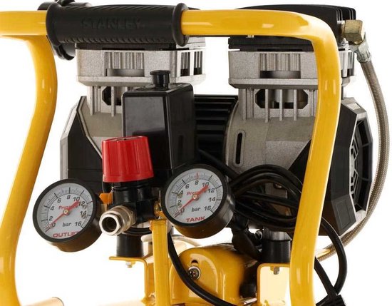 Stanley Kompressor, ölfreier Luftkompressor, geräuscharmer Kompressor, vertikal, 1 PS, 8 bar, Tankinhalt 50 L