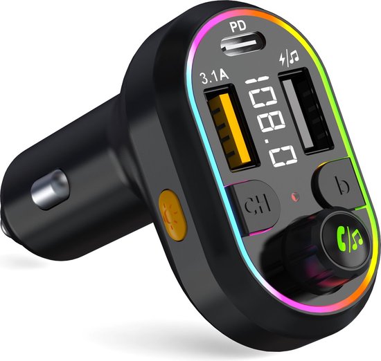 Serve Bluetooth-Empfänger Auto - FM-Transmitter - 25W Superschnelle Aufladung - Auto-Autoladegerät USB-C Schnell-Ladegerät