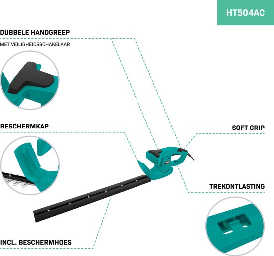 VONROC Heckenschere 550W - 550mm Messerlänge - Messerabstand ø16mm
