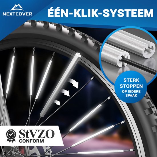 Nextcover® Speichenreflektoren Fahrrad 36 Stück - Das Original - [3M Scotchlite] Maximale Sichtbarkeit I Speichenlicht Fahrrad I Fahrradreflektoren I Alternative zu Katzenaugen Fahrrad