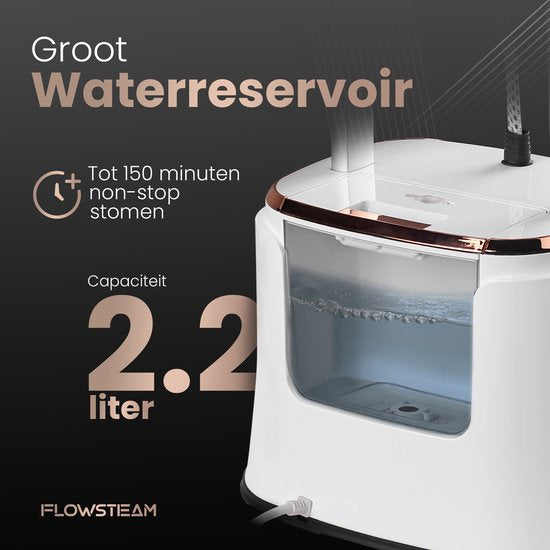 Flowsteam PRO Wäschedampfer – 1950 W – 2,2 L – 150 min – Inkl. Bügelbrett - Weiß