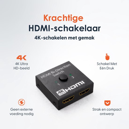 Skoov HDMI Switch 2 in 1 out - Plug & Play - Dolby / 3D - Splitter - 4K - 60HZ - Premium - Universal - Game - TV - Extender - Zubehör