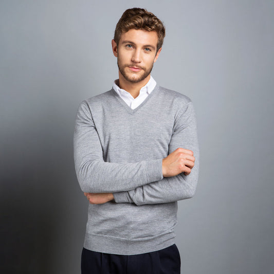 milanoro Mock-Pullover - hellgrau - Größe M