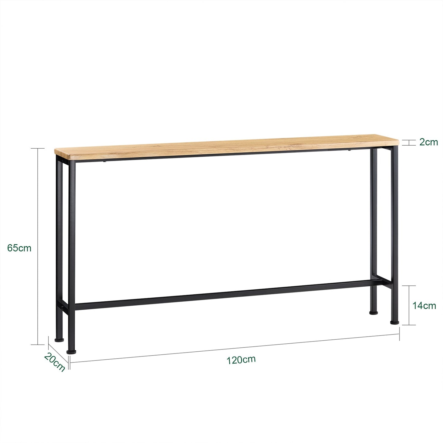 SoBuy FSB19-E Konsolentisch / Beistelltisch / Flurtisch - 120 x 20 x 65 cm, MDF-Holz mit grauem Metallrahmen und Beinen