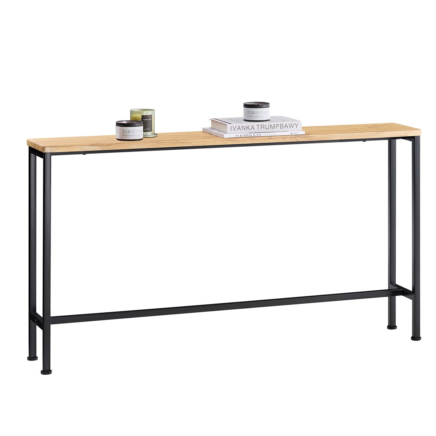SoBuy FSB19-E Konsolentisch / Beistelltisch / Flurtisch - 120 x 20 x 65 cm, MDF-Holz mit grauem Metallrahmen und Beinen