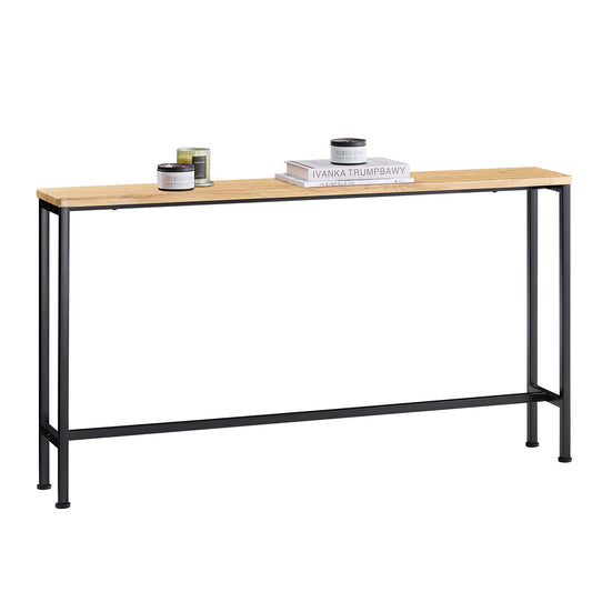 SoBuy FSB19-E Konsolentisch / Beistelltisch / Flurtisch - 120 x 20 x 65 cm, MDF-Holz mit grauem Metallrahmen und Beinen