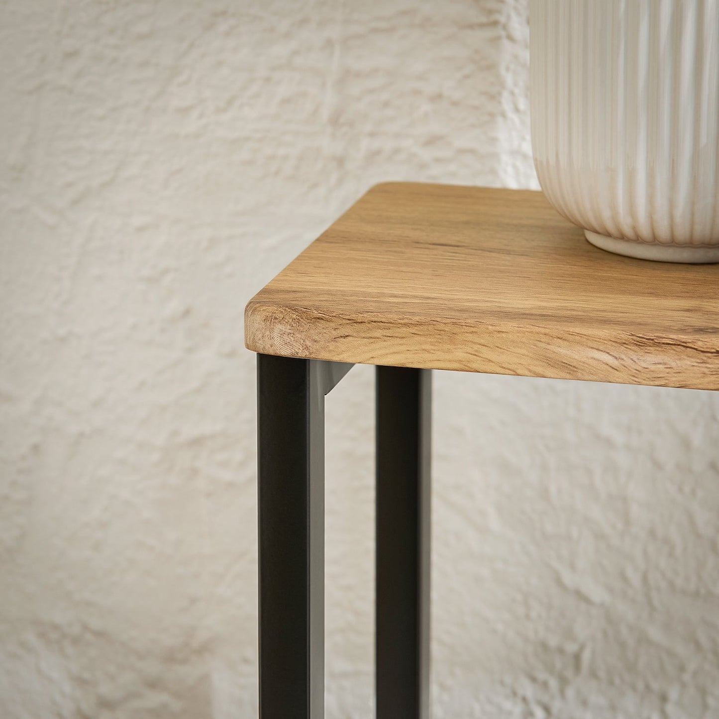 SoBuy FSB19-E Konsolentisch / Beistelltisch / Flurtisch - 120 x 20 x 65 cm, MDF-Holz mit grauem Metallrahmen und Beinen