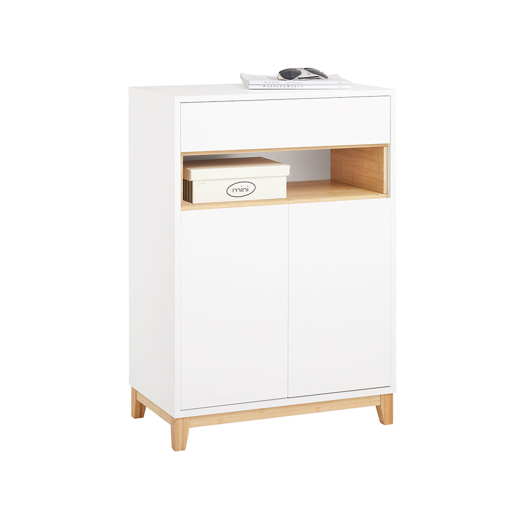 SoBuy Multifunktionsschrank - 60x34x85cm - Mit Schubladen - Verstellbaren Einlegeböden und Doppeltüren - Grau