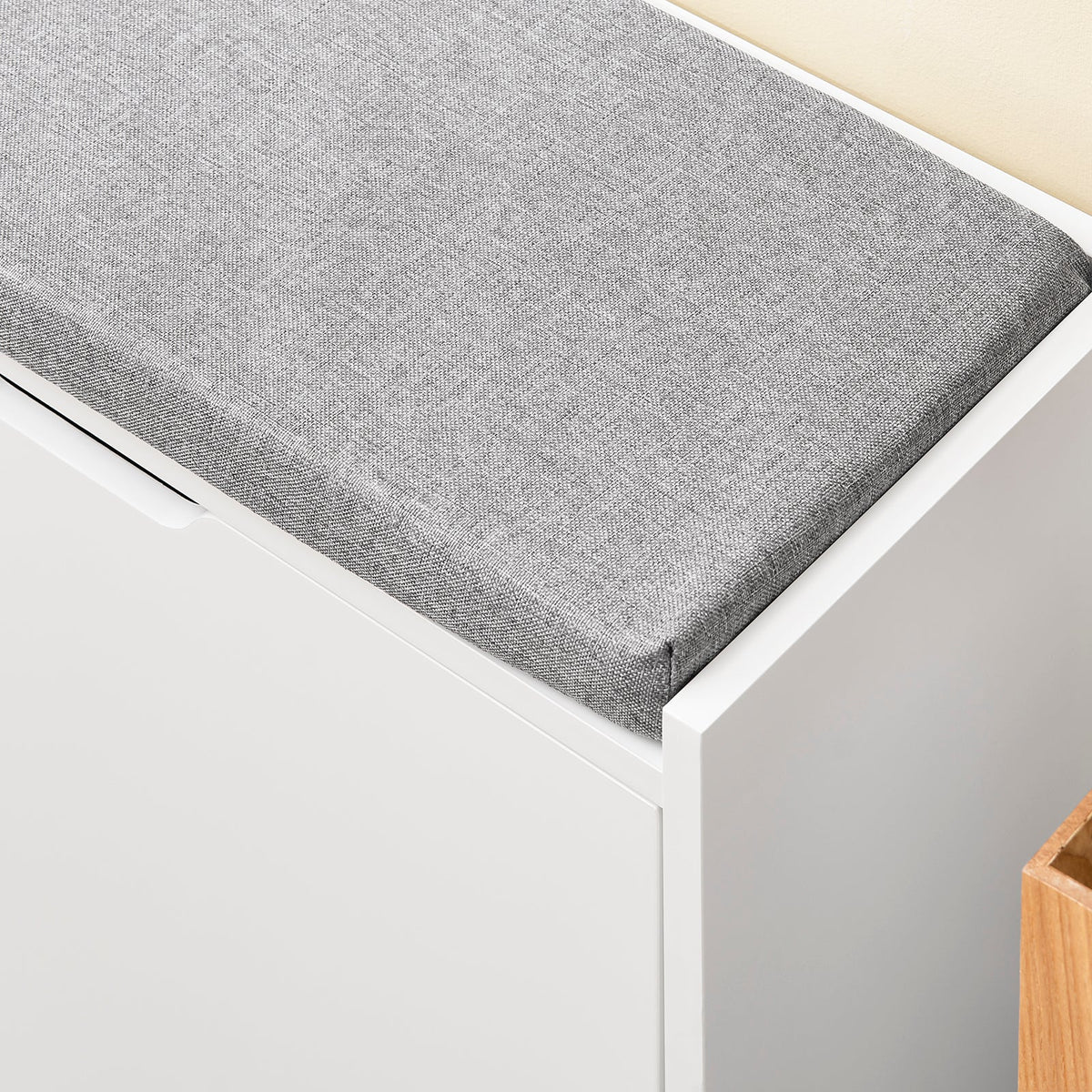 sobuy Schuhschrank Schuhbank FSR151-L-W - 105 x 24 x 52 cm - weiß mit grauem Polster