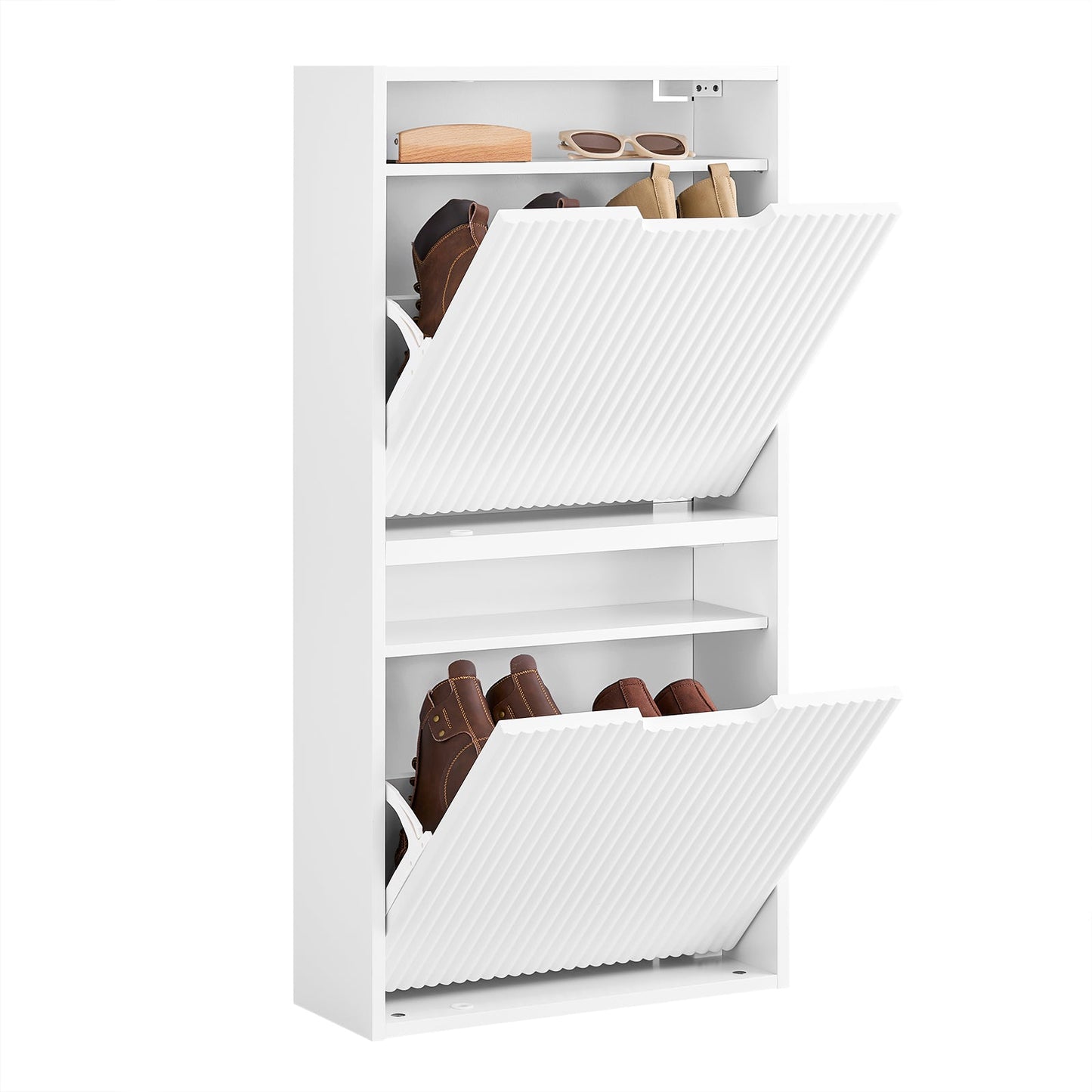 sobuy Schuhschrank - 50 × 19 × 100 cm - weiß - ultradünn & flexibel zu montieren