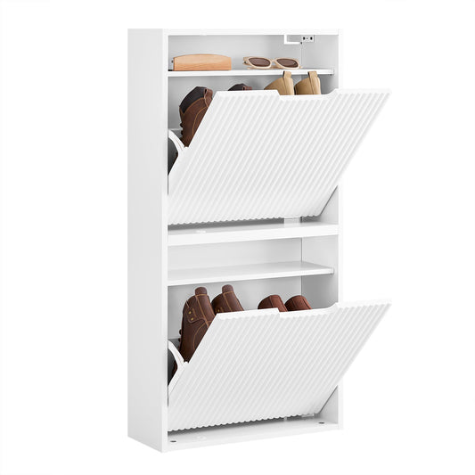 sobuy Schuhschrank - 50 × 19 × 100 cm - weiß - ultradünn & flexibel zu montieren