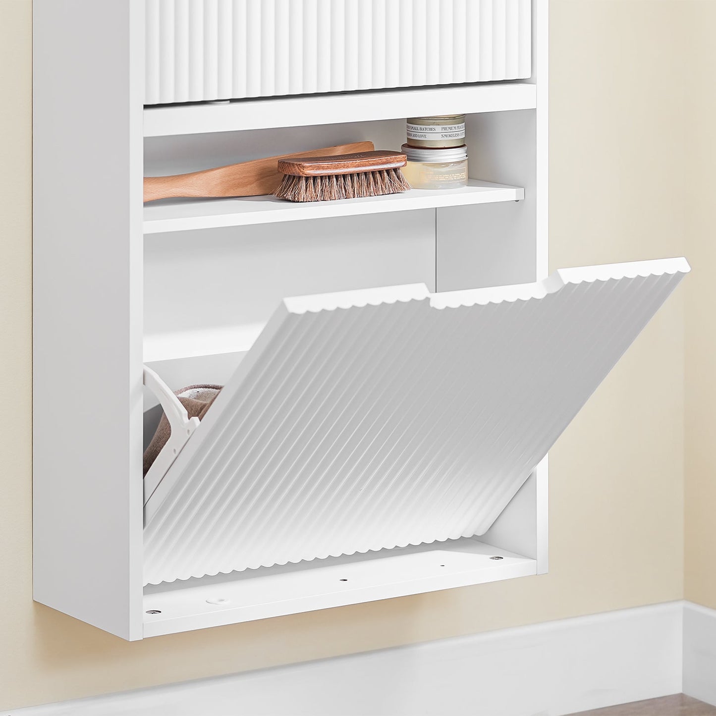 sobuy Schuhschrank - 50 × 19 × 100 cm - weiß - ultradünn & flexibel zu montieren