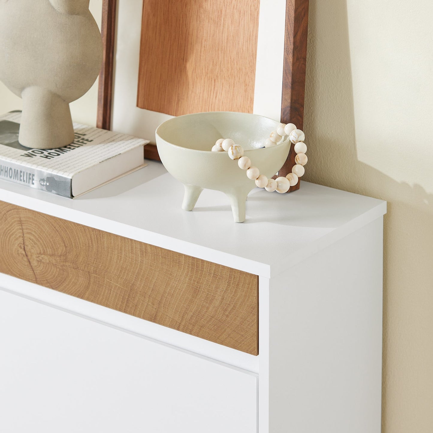 SoBuy Schuhregal - Für Eingang - Holz - 61 x 26 x 91 cm - Kompakt - Mit Schublade und Kipptüren - Skandinavisches Design - Weiß