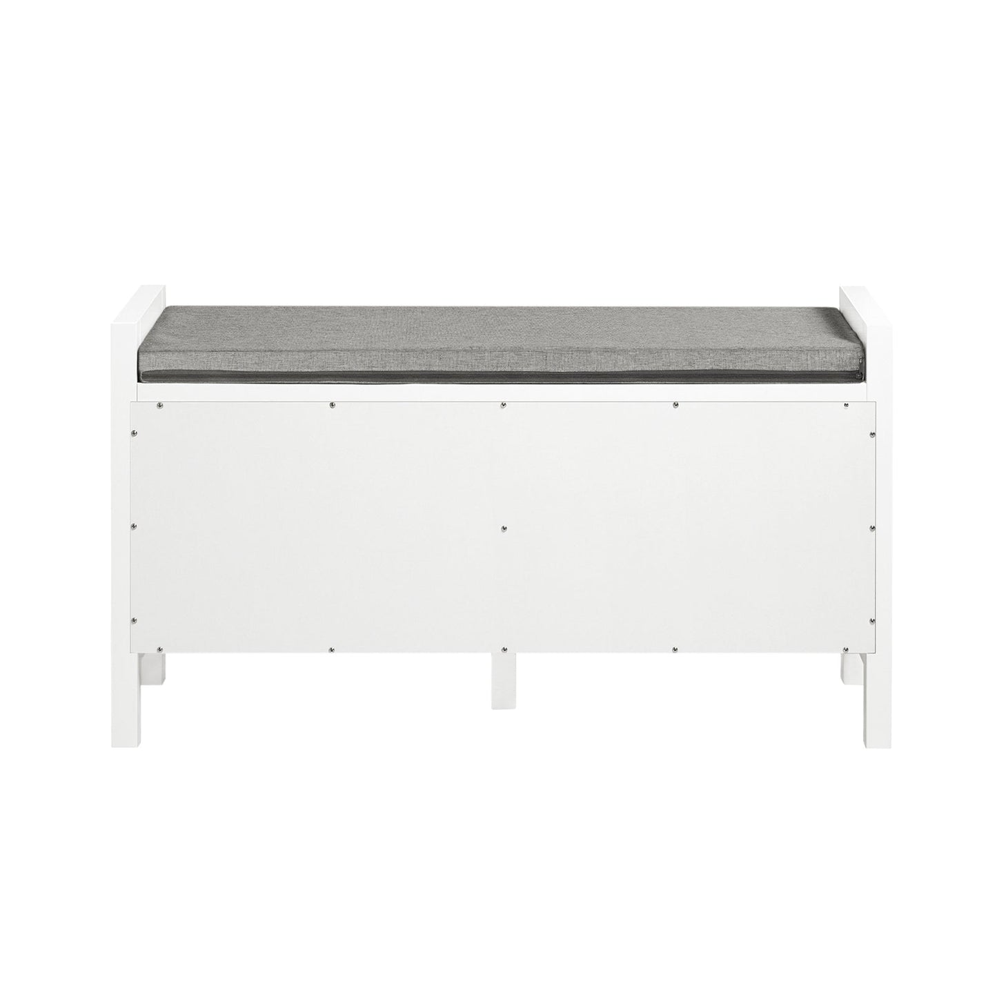 SoBuy FSR63-II-W Aufbewahrungsbank 91x30x50 cm, Weiß, niedrige Eingangsmöbel mit weichem Kissen und 2 Türen