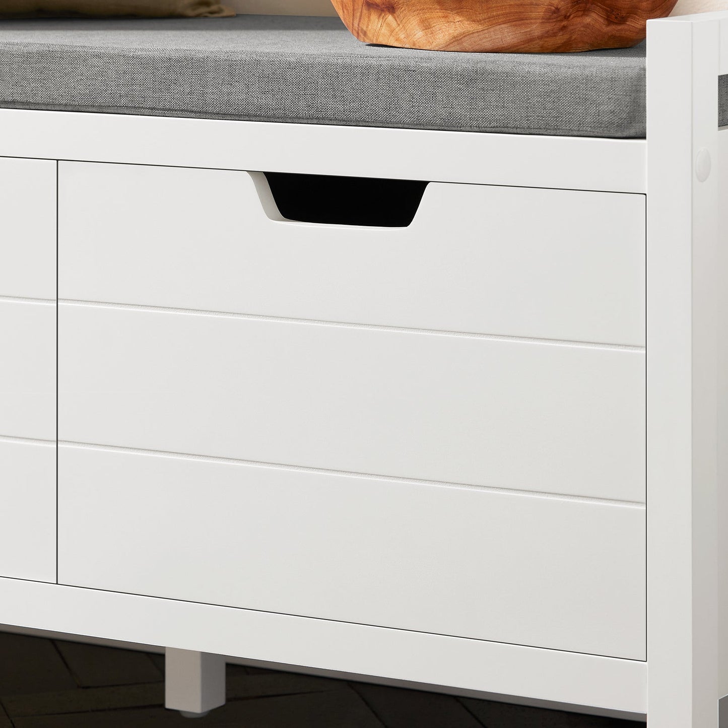 SoBuy FSR63-II-W Aufbewahrungsbank 91x30x50 cm, Weiß, niedrige Eingangsmöbel mit weichem Kissen und 2 Türen