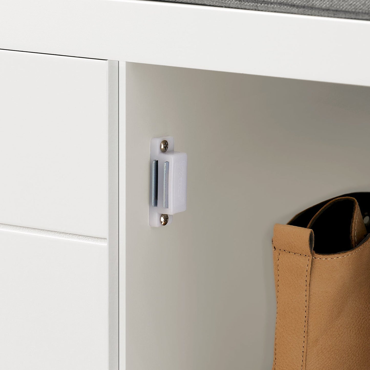 SoBuy FSR63-II-W Aufbewahrungsbank 91x30x50 cm, Weiß, niedrige Eingangsmöbel mit weichem Kissen und 2 Türen
