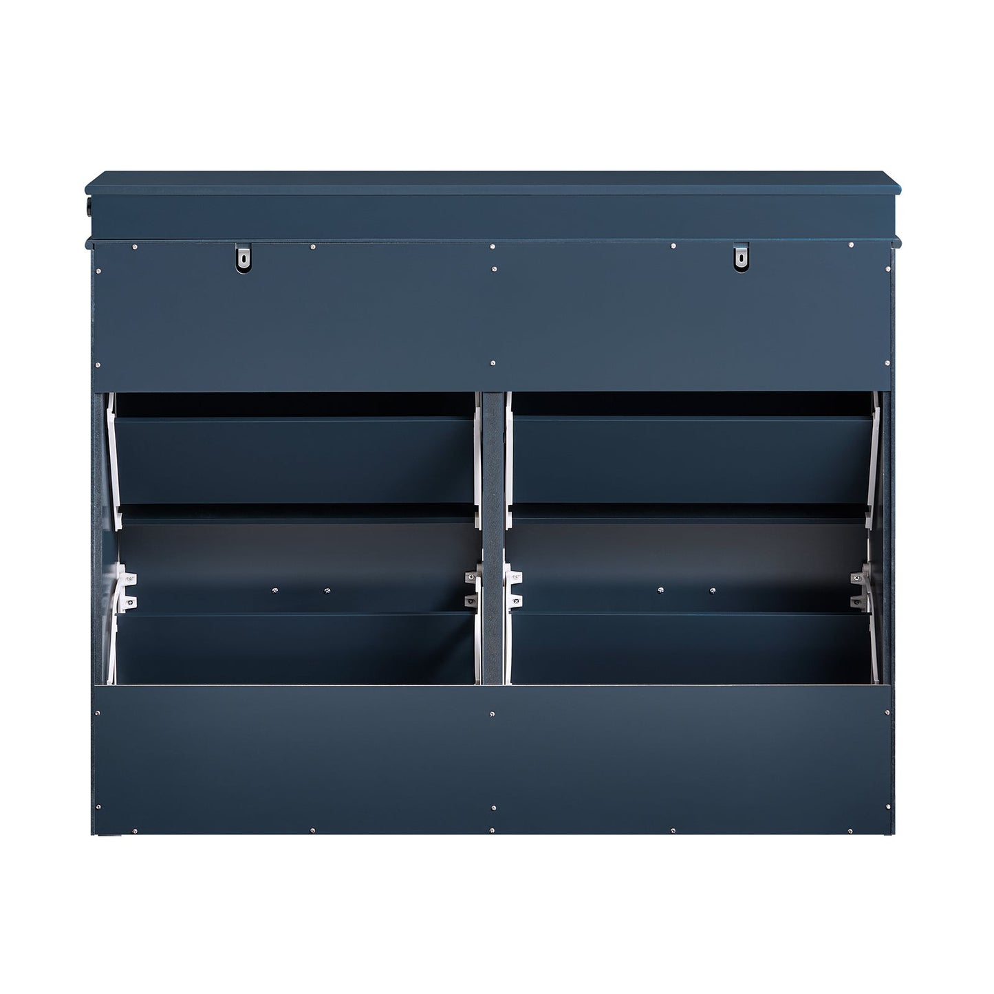 SoBuy Schuhschrank mit 4 Klappen - Schlanker Schuhschrank für Flur und Diele - 105x24x83 cm - Blau