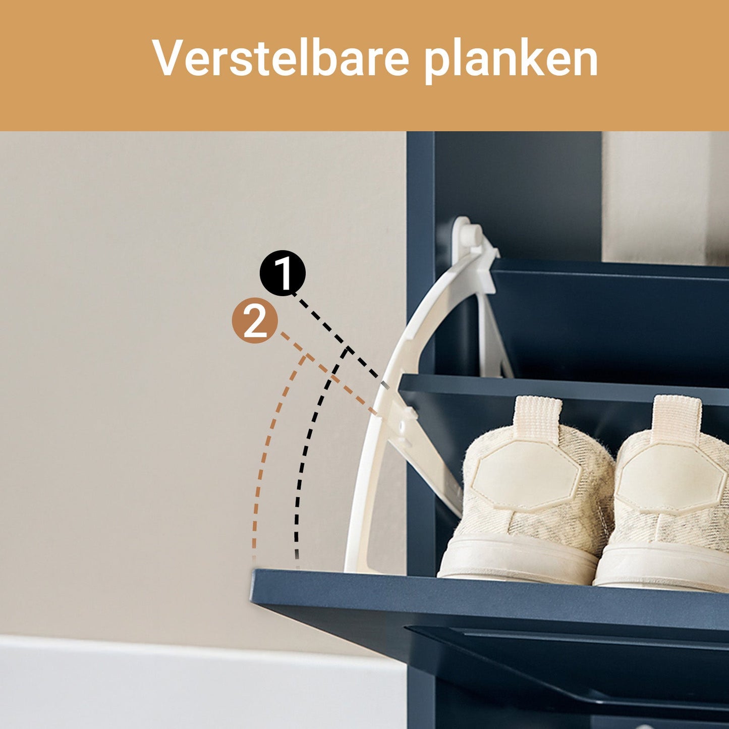 SoBuy Schuhschrank mit 4 Klappen - Schlanker Schuhschrank für Flur und Diele - 105x24x83 cm - Blau
