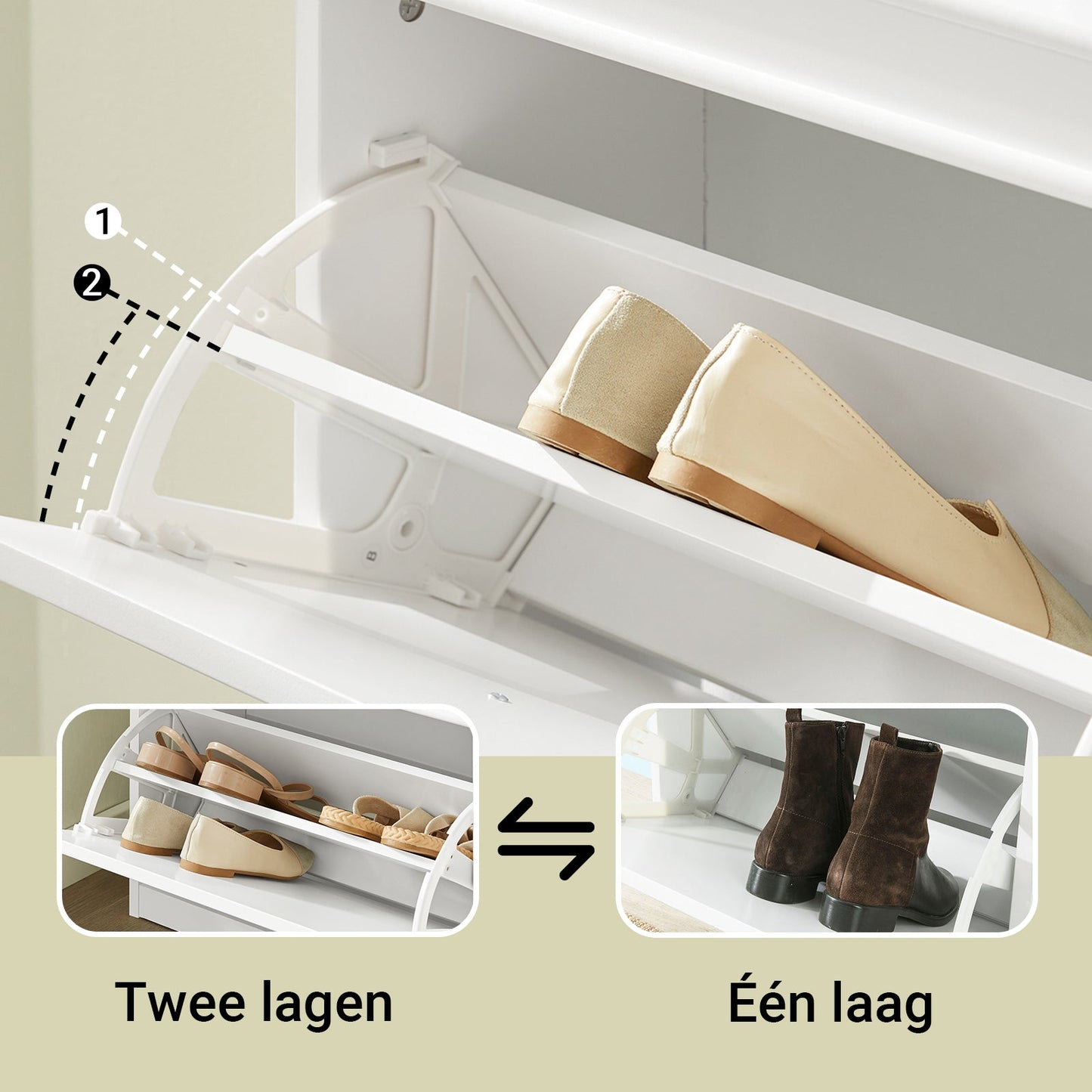 SoBuy Schuhschrank - Mit 3 Klappen - Für Flur und Eingang - Aufbewahrung von bis zu 12 Paar - 53x24x117 cm - Weiß