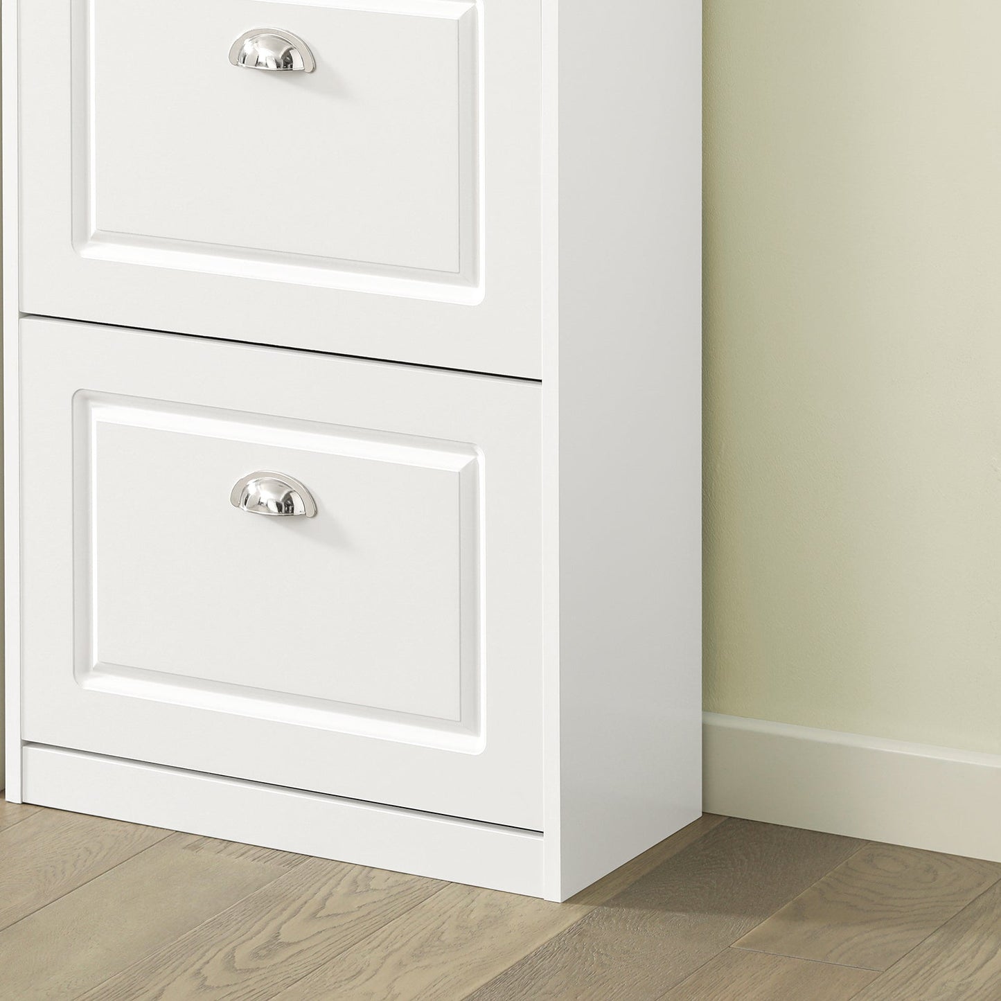 SoBuy Schuhschrank - Mit 3 Klappen - Für Flur und Eingang - Aufbewahrung von bis zu 12 Paar - 53x24x117 cm - Weiß