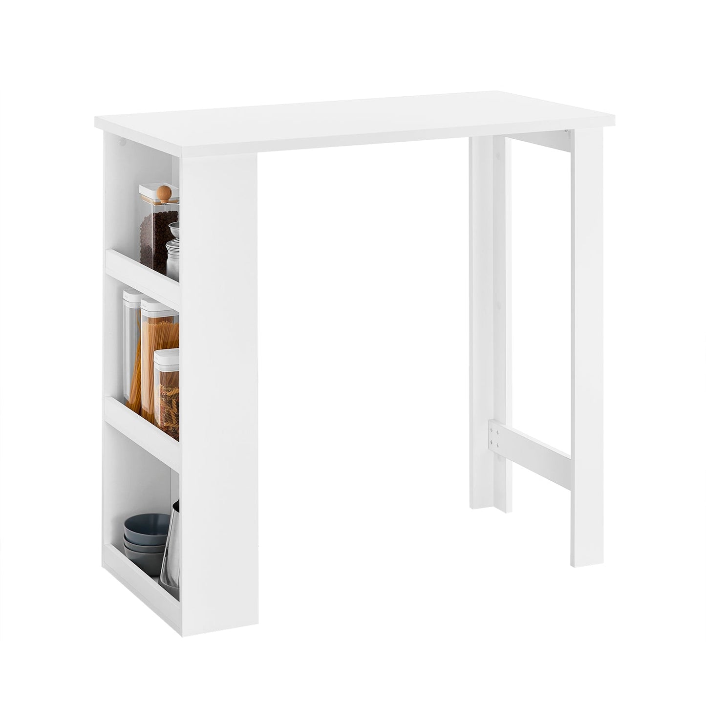 SoBuy FWT17-II-W Bartisch mit Ablage – Hoher Küchentisch / Stehtisch – 112 × 57 × 106 cm – Weiß