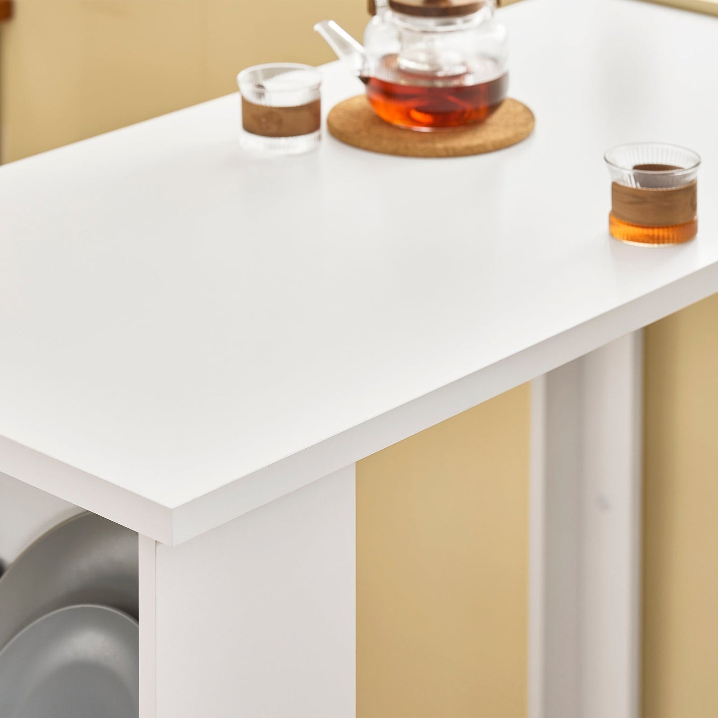 SoBuy FWT17-II-W Bartisch mit Ablage – Hoher Küchentisch / Stehtisch – 112 × 57 × 106 cm – Weiß