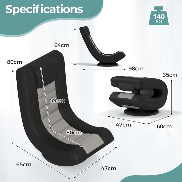 Coast Gaming-Drehstuhl - einstellbar - faltbar - 360° drehbar - ergonomisch - grau/schwarz