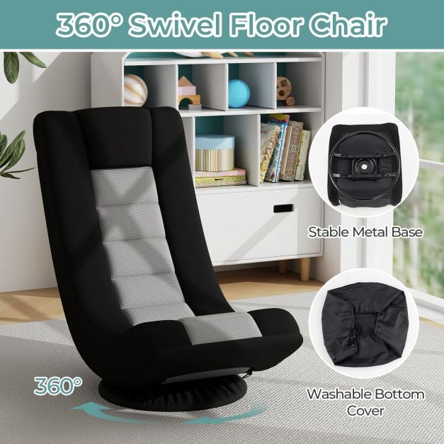 Coast Gaming-Drehstuhl - einstellbar - faltbar - 360° drehbar - ergonomisch - grau/schwarz