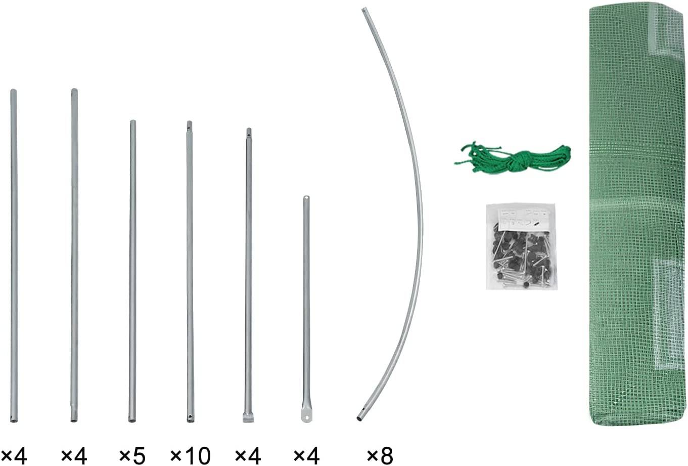 WOLTU Foliengewächshaus Grün – 300 x 200 x 200 cm – 6 m² – mit 6 Fenstern