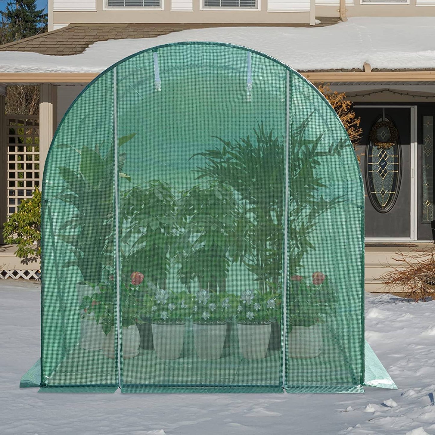 WOLTU Foliengewächshaus Grün – 300 x 200 x 200 cm – 6 m² – mit 6 Fenstern