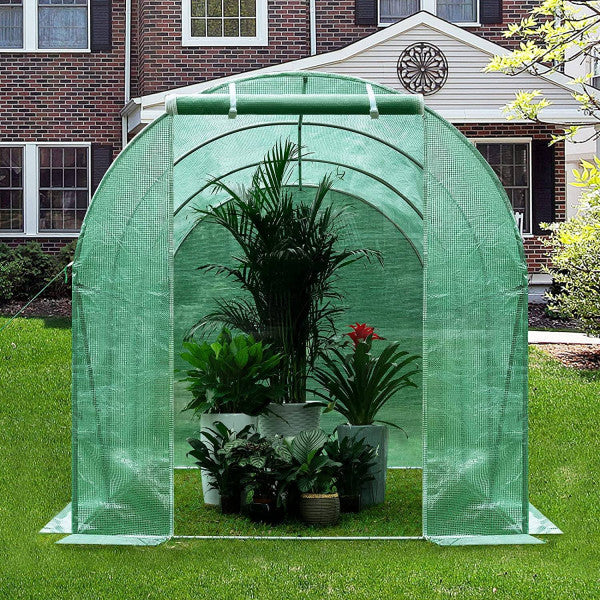 WOLTU Foliengewächshaus Grün – 300 x 200 x 200 cm – 6 m² – mit 6 Fenstern
