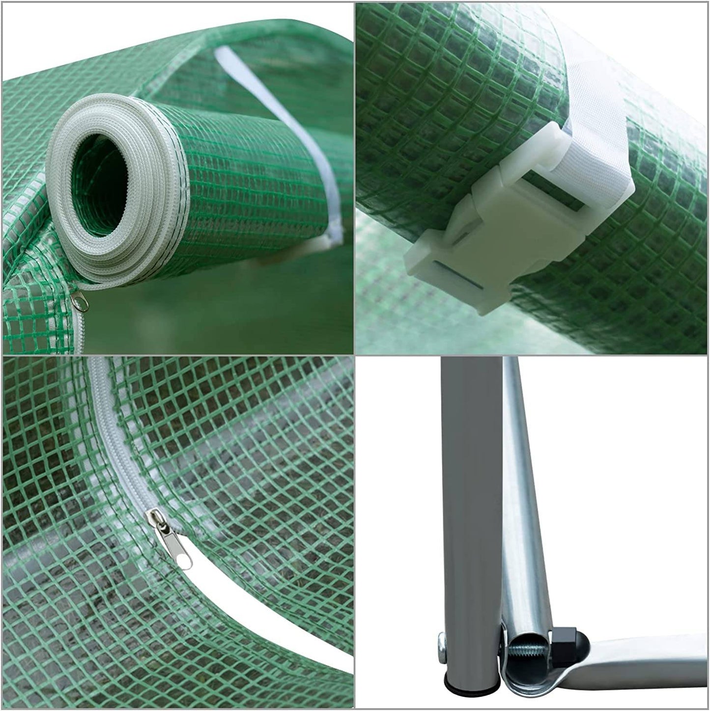 WOLTU Foliengewächshaus Grün – 300 x 200 x 200 cm – 6 m² – mit 6 Fenstern
