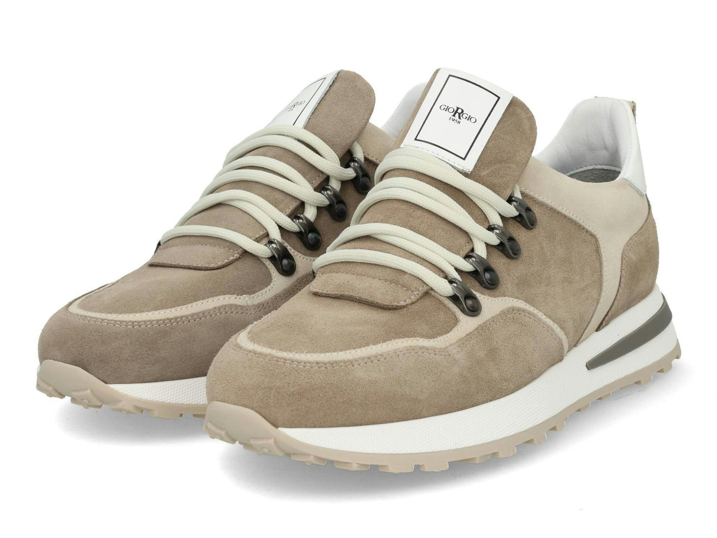 Giorgio Men's Beige Suede Sneakers - Modell 578112 Earth - Absatzhöhe 2,5 cm - Weite H - Größe 42