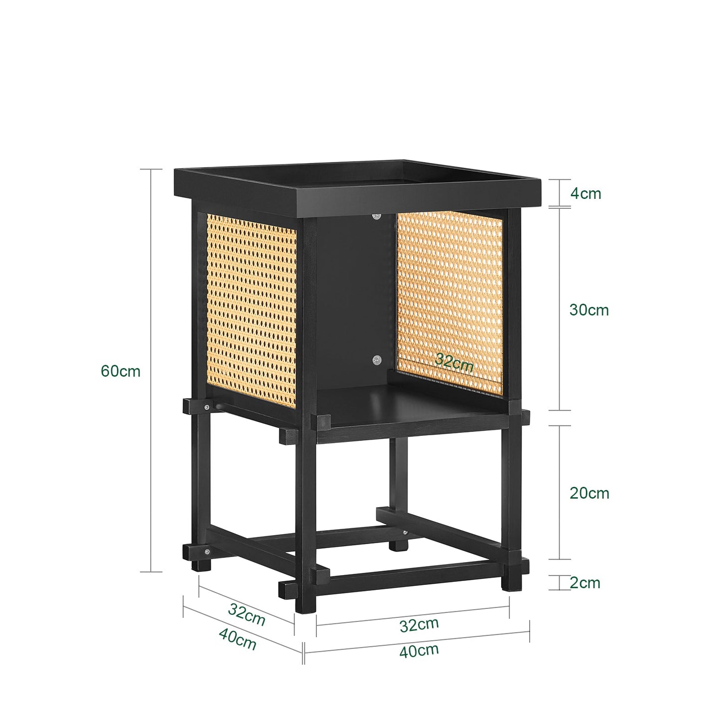 SoBuy Beistelltisch HFBT03-SCH - 40×40×60 cm - schwarz-gelb - Bambusgestell & offenes Ablagefach