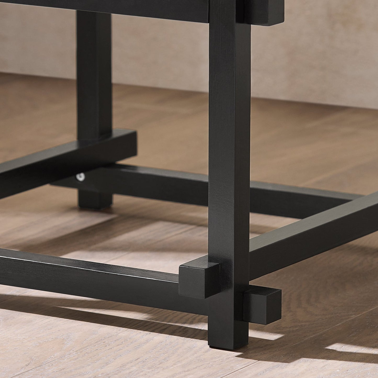 SoBuy Beistelltisch HFBT03-SCH - 40×40×60 cm - schwarz-gelb - Bambusgestell & offenes Ablagefach