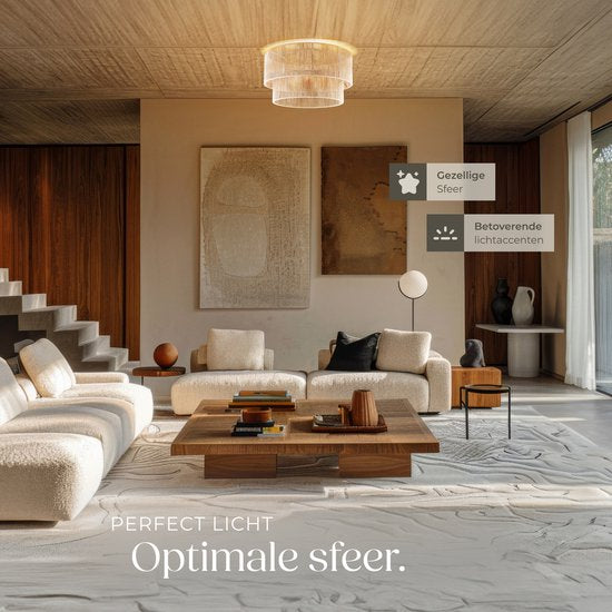 tectake Deckenleuchte im Boho-Stil - Hängeleuchte mit Jute-Lampenschirm - 40W