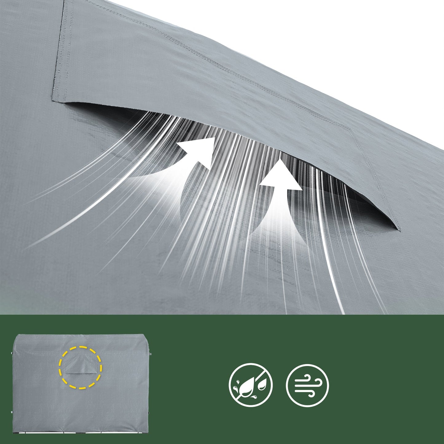 sobuy Outdoor-Gartenhaus - wasserdichtes Motorhaus mit Haken - Fahrradschuppen & Werkzeugaufbewahrung - grau - 120 × 176 × 163 cm